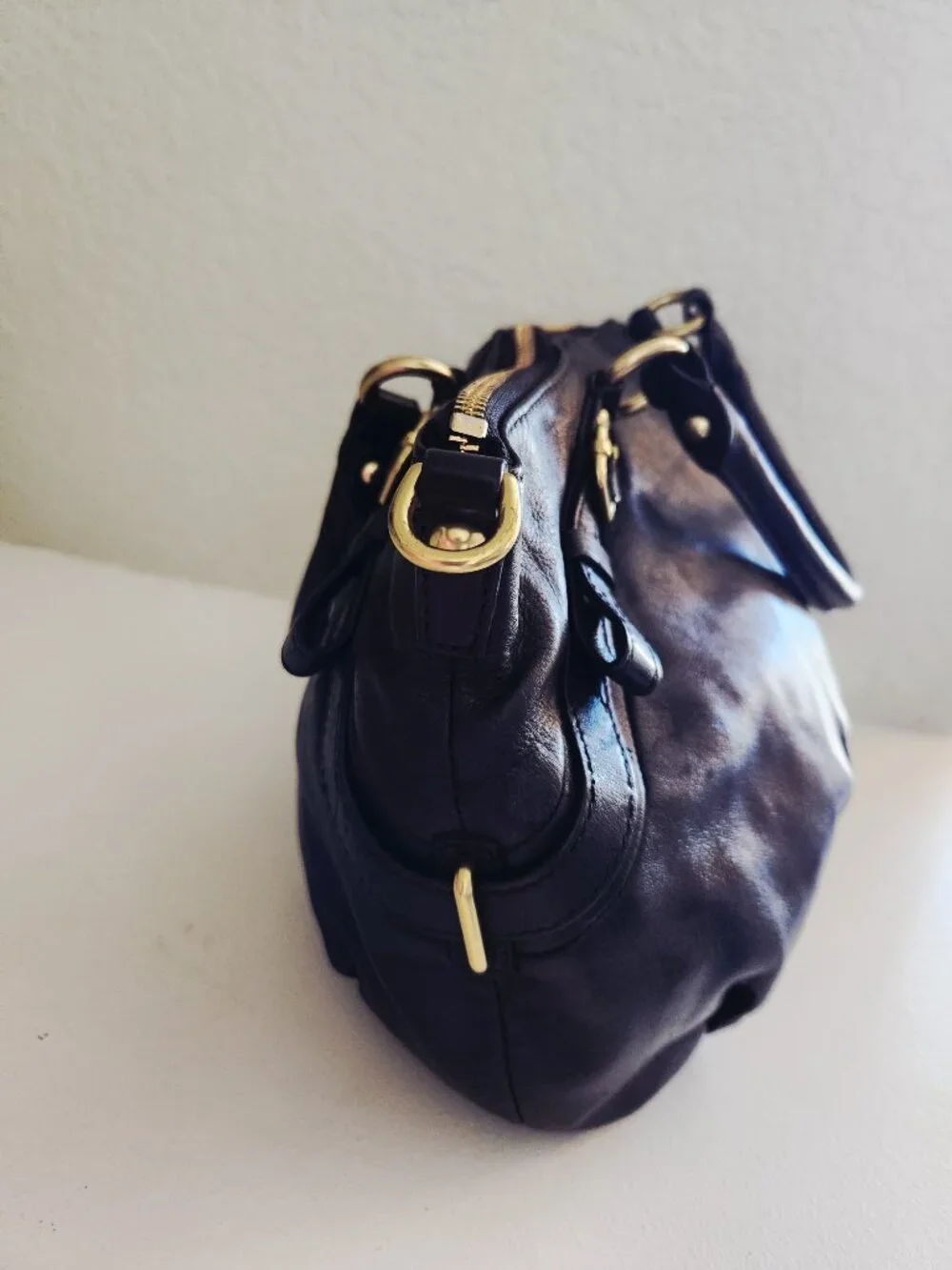 Euc Coach Madison Sophia Black Leather Shoulder Bag Handbag Purse